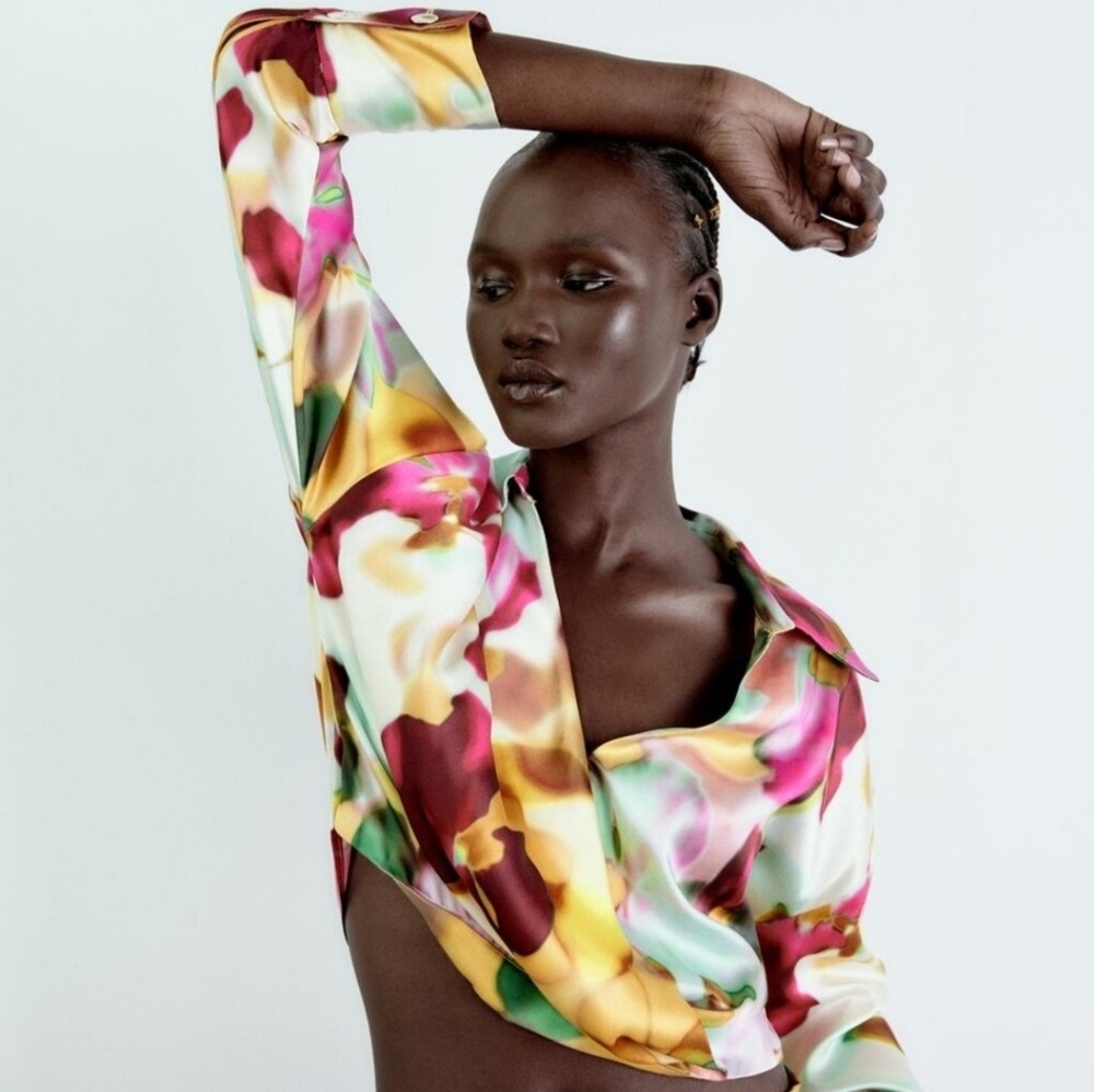 Zara Multicolor Floral Crop Top